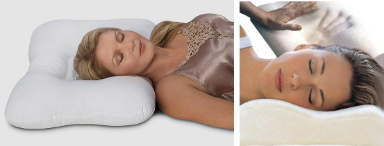 woman resting head on memory foam pillow